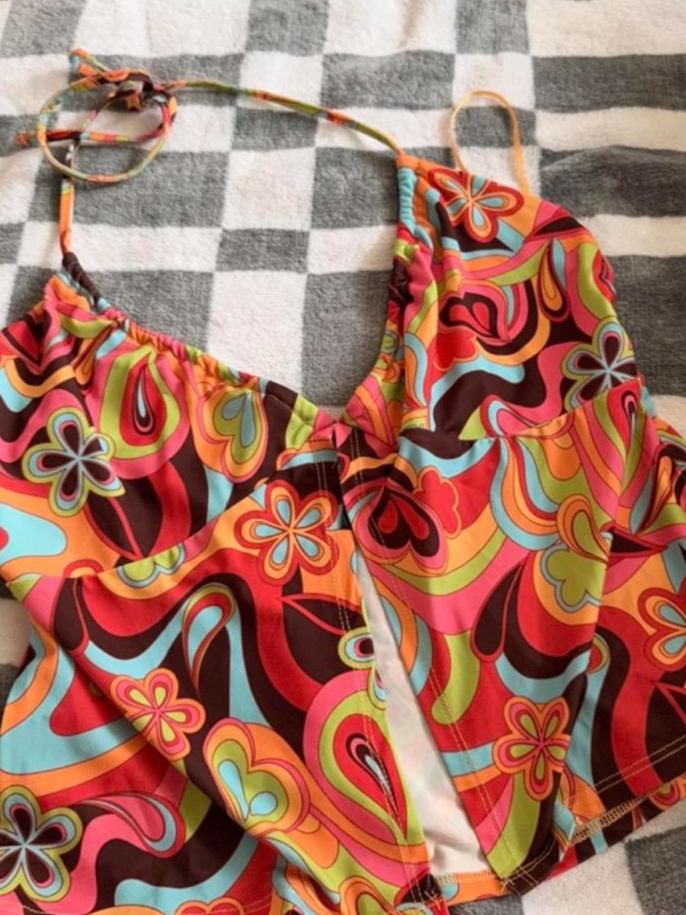 Source Unknown Multi-Color Floral Halter Camisole
